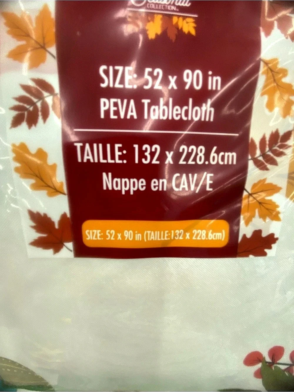 Seasonal Collection Floral PEVA Tablecloth White & Orange NWT